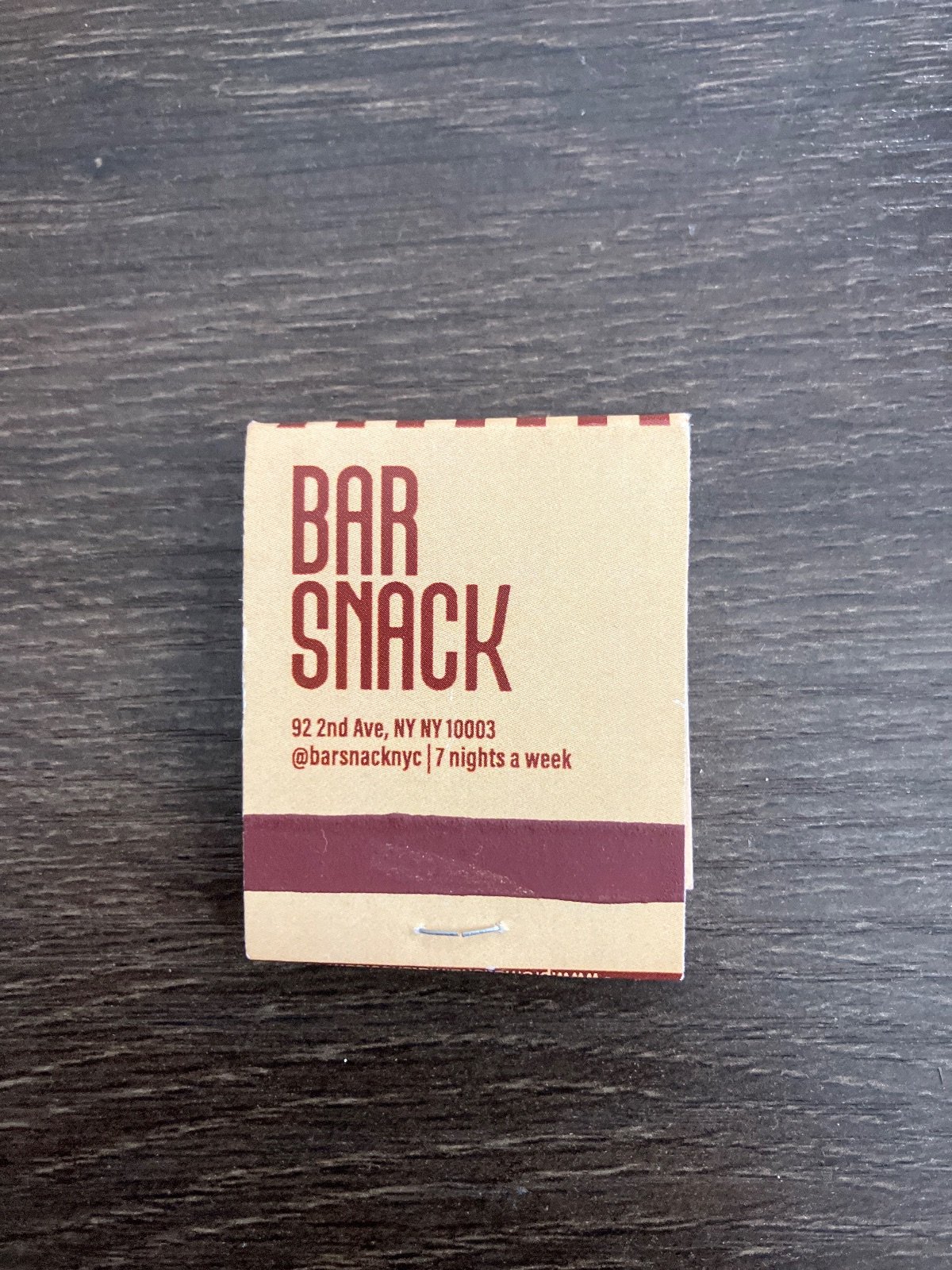 Matchbook from Bar Snack