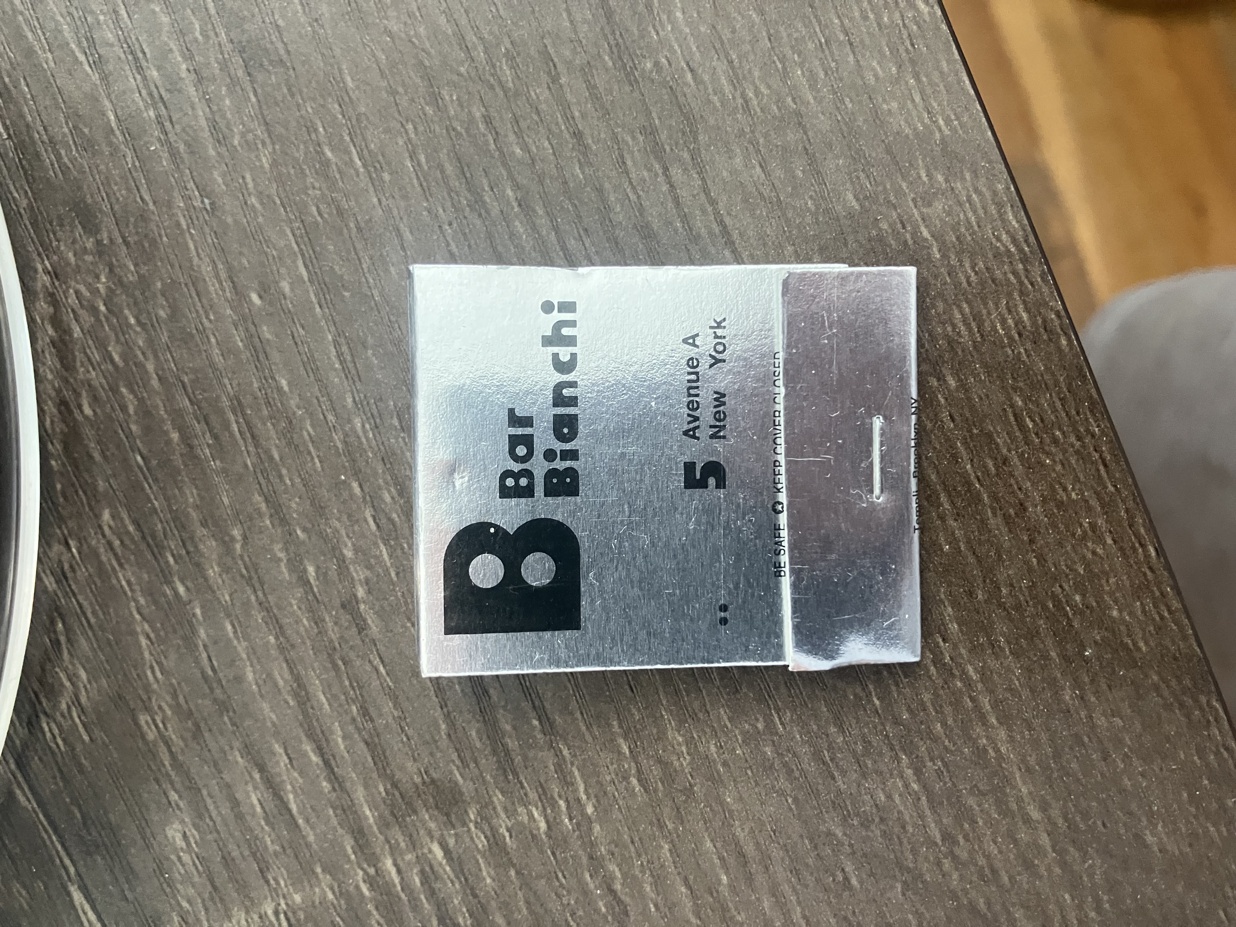 Matchbook from Bar Bianchi